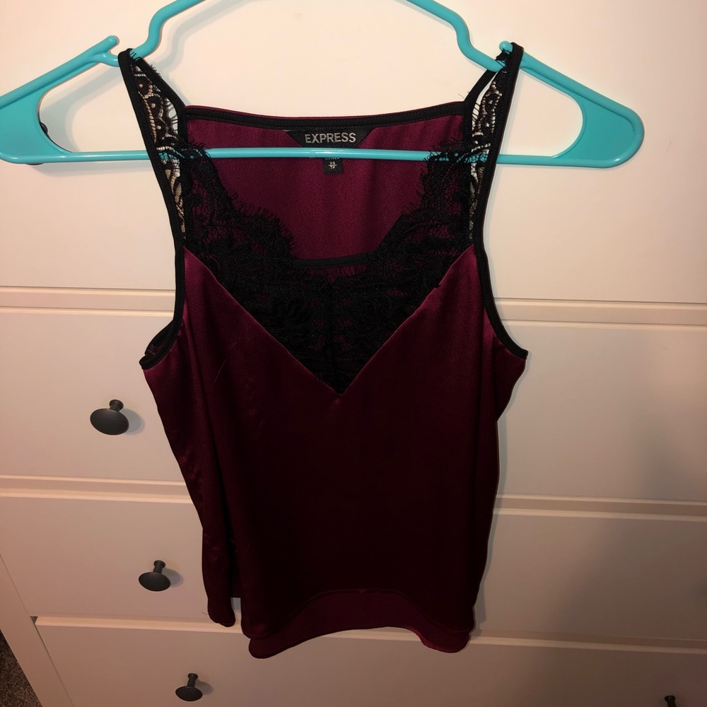 Silky, burgundy top